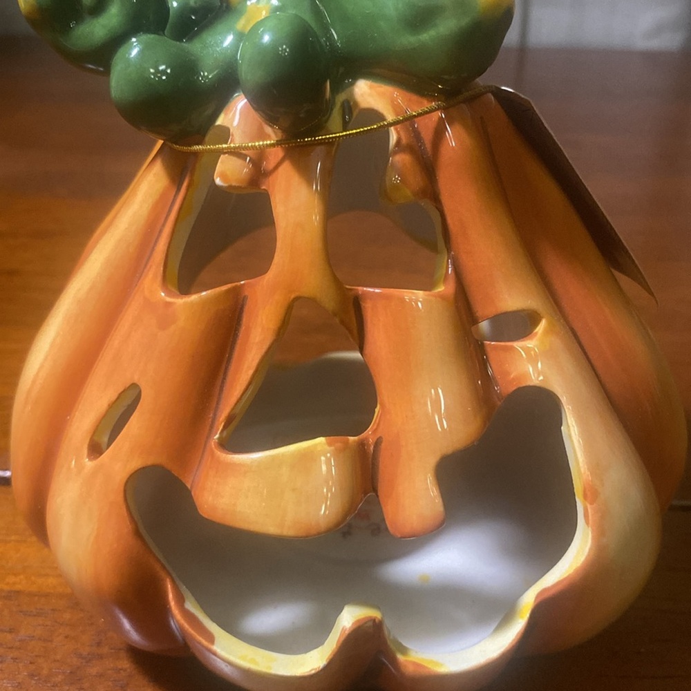BLUE SKY Clayworks Pumpkin Candle Holder Heather Goldminc 2012 NWT - Picture 11 of 13